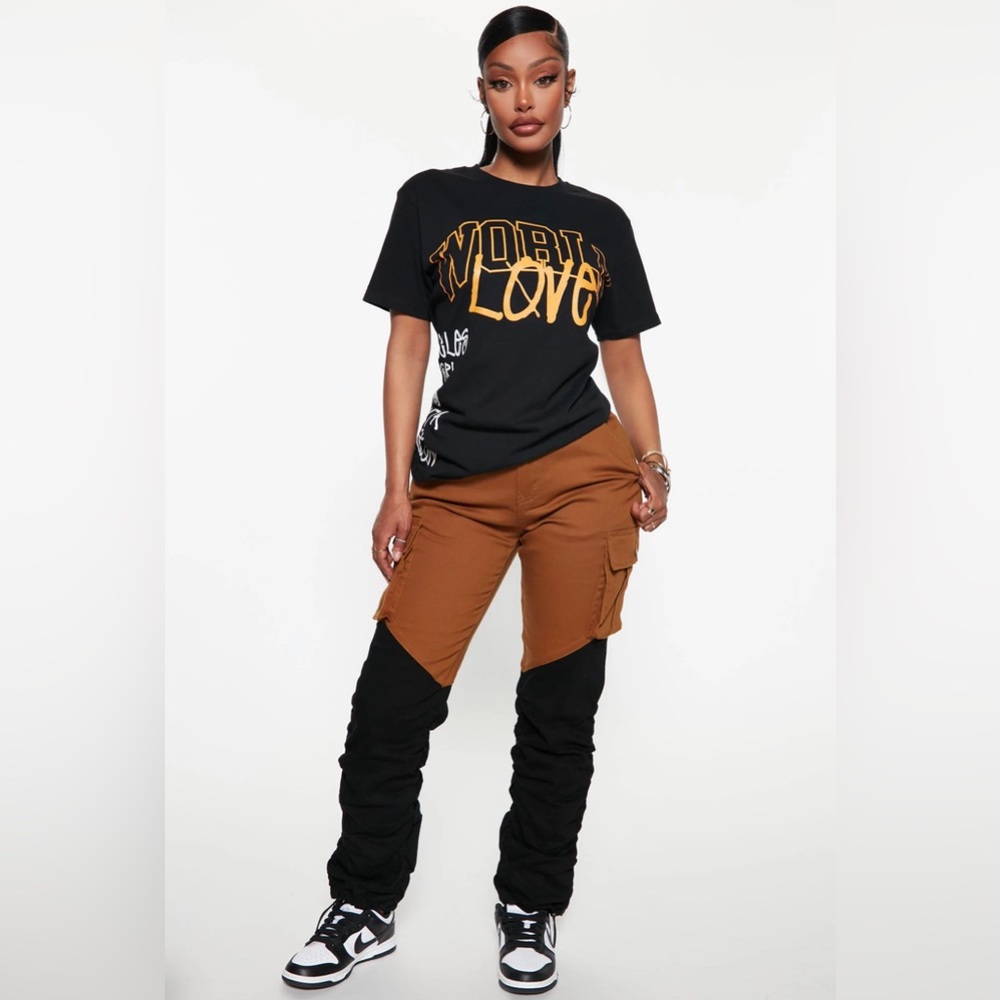 She’s In Charge Colorblock Cargo Pant- Cognac